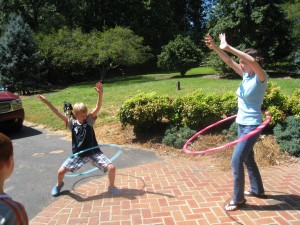 My cousin, Jake, and I hooping (he has a much cooler stance than I do) 